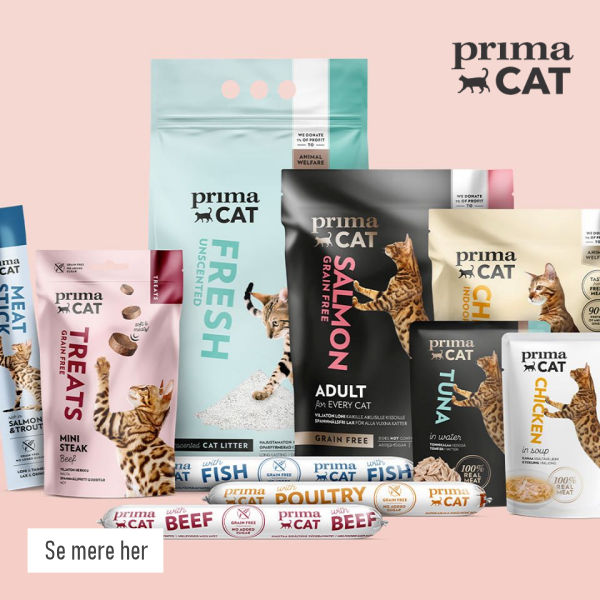 Se hele vores store udvalg super kvalitetsfoder fra PrimaCat - det bedste til din kat...